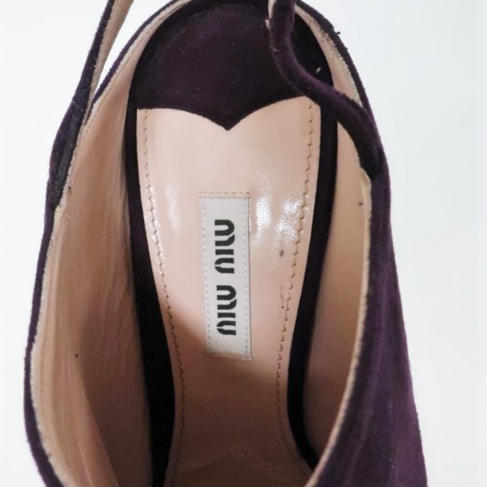 Miu Miu Slingback Booties Plum Suede - Picture 6 of 8